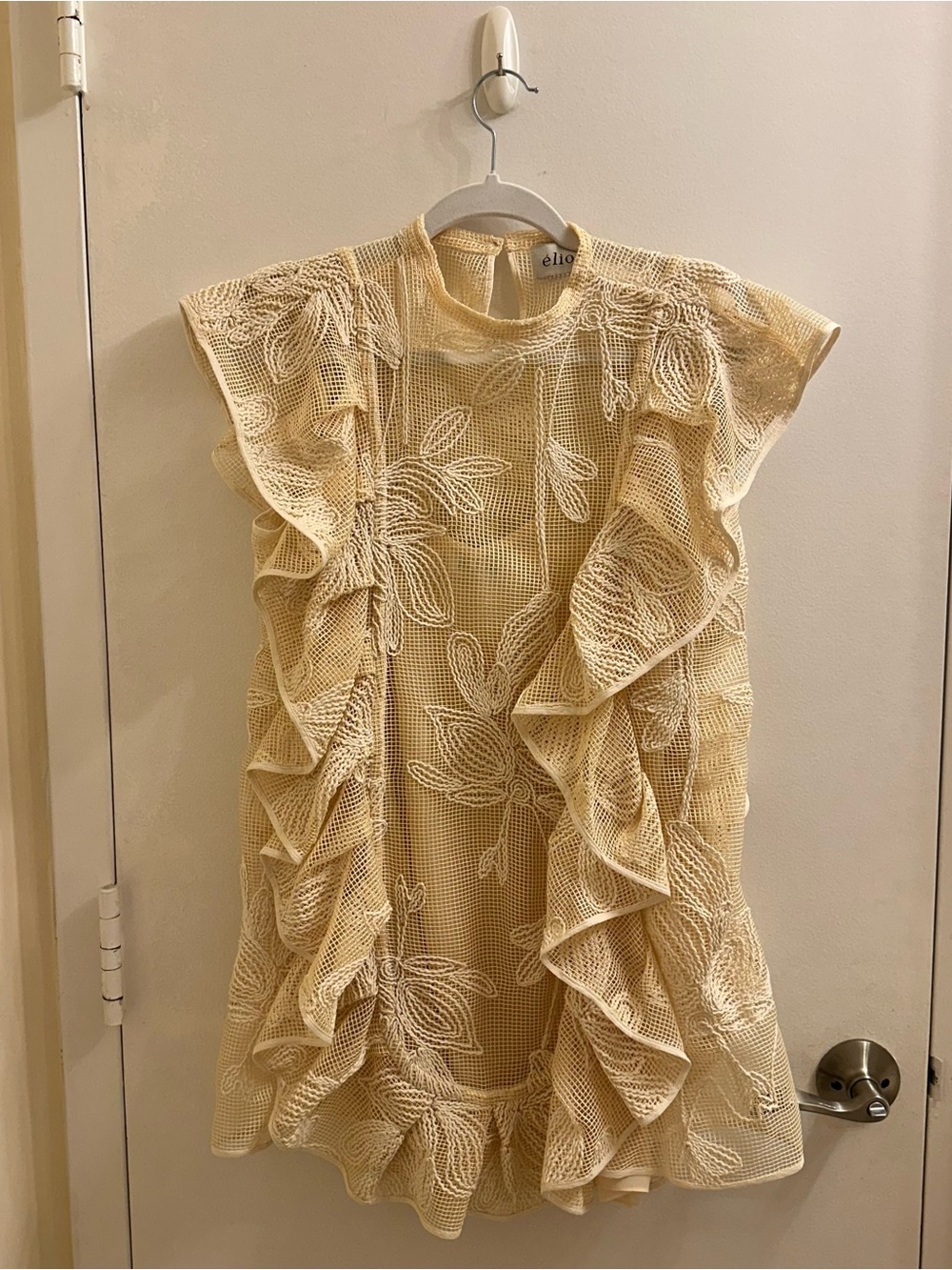 Eliou Cream Floral Lace Ruffle Mini Dress - Picture 2 of 4